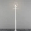 Große LED Mastleuchte Aluminium Weiß mit Glaskugel, Höhe 240cm