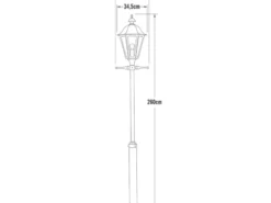 Große LED Mastleuchte aus Aluminium Schwarz, Höhe 260cm