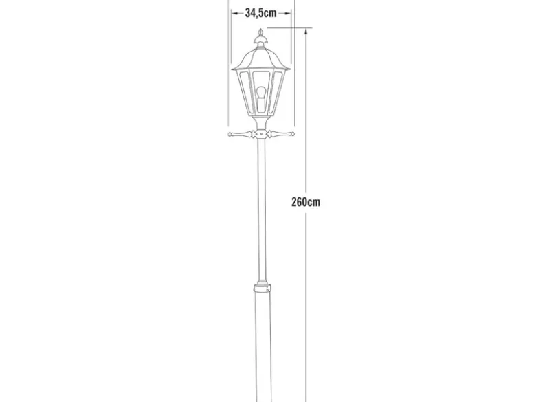 Große LED Mastleuchte aus Aluminium Schwarz, Höhe 260cm