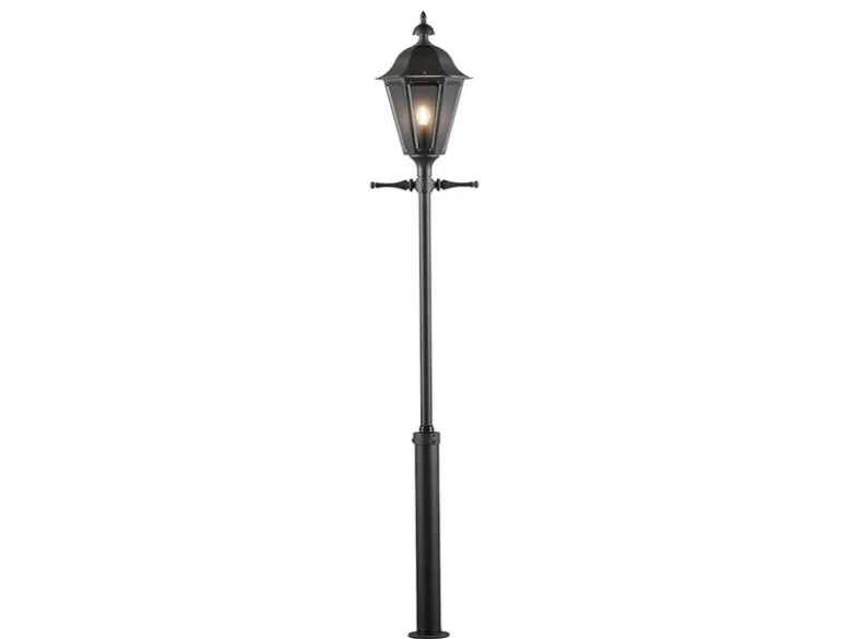 Große LED Mastleuchte aus Aluminium Schwarz, Höhe 260cm
