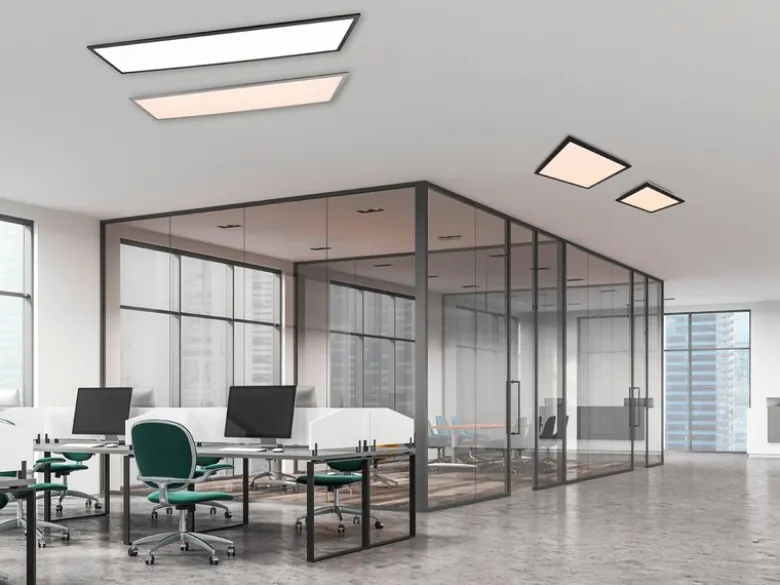 Große LED Panel Deckenleuchte GAMMA mit Fernbedienung, Grau, Breite 119cm