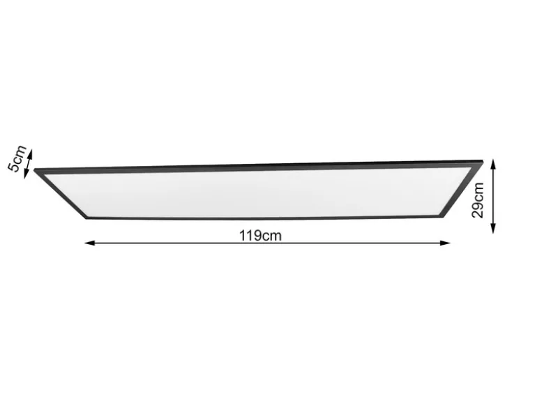 Große LED Panel Deckenleuchte GAMMA mit Fernbedienung, Schwarz, Breite 119cm
