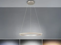 Große LED Pendelleuchte AMADOR Silber, dimmbar & Lichtfarbe einstellbar Ø 75cm