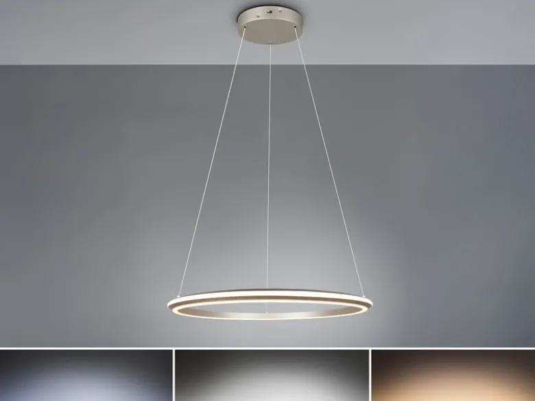 Große LED Pendelleuchte AMADOR Silber, dimmbar & Lichtfarbe einstellbar Ø 75cm