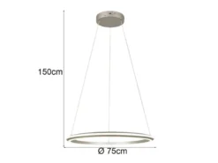 Große LED Pendelleuchte AMADOR Silber, dimmbar & Lichtfarbe einstellbar Ø 75cm