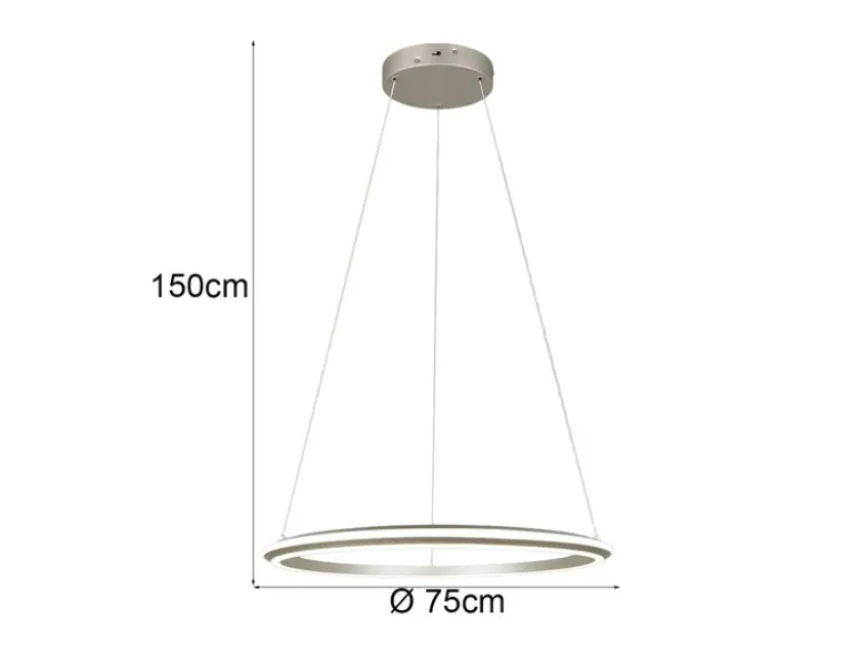 Große LED Pendelleuchte AMADOR Silber, dimmbar & Lichtfarbe einstellbar Ø 75cm