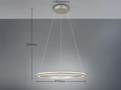 Große LED Pendelleuchte AMADOR Silber, dimmbar & Lichtfarbe einstellbar Ø 75cm