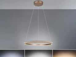 Große LED Pendelleuchte AMADOR Coffee, dimmbar & Lichtfarbe einstellbar Ø 75cm