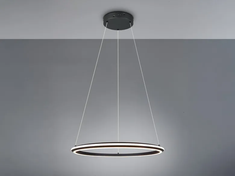 Große LED Pendelleuchte AMADOR Schwarz, dimmbar & Lichtfarbe einstellbar Ø 75cm