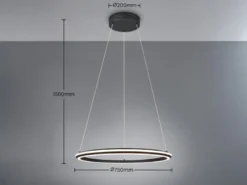 Große LED Pendelleuchte AMADOR Schwarz, dimmbar & Lichtfarbe einstellbar Ø 75cm