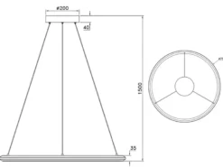 Große LED Pendelleuchte AMADOR Schwarz, dimmbar & Lichtfarbe einstellbar Ø 75cm
