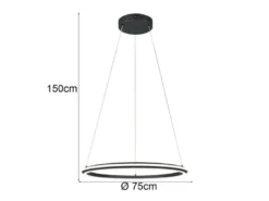 Große LED Pendelleuchte AMADOR Schwarz, dimmbar & Lichtfarbe einstellbar Ø 75cm