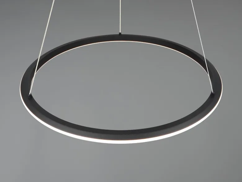 Große LED Pendelleuchte AMADOR Schwarz, dimmbar & Lichtfarbe einstellbar Ø 75cm