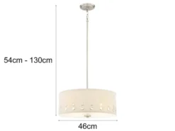Große LED Pendelleuchte aus Stoff, 4-stufig höhenverstellbar, Ø 46cm