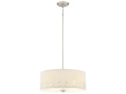 Große LED Pendelleuchte aus Stoff, 4-stufig höhenverstellbar, Ø 46cm