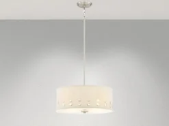 Große LED Pendelleuchte aus Stoff, 4-stufig höhenverstellbar, Ø 46cm