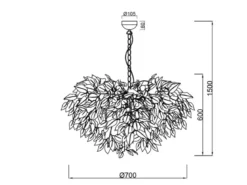 Große LED Pendelleuchte Blätter Lampenschirm Schwarz Gold, Ø 70cm