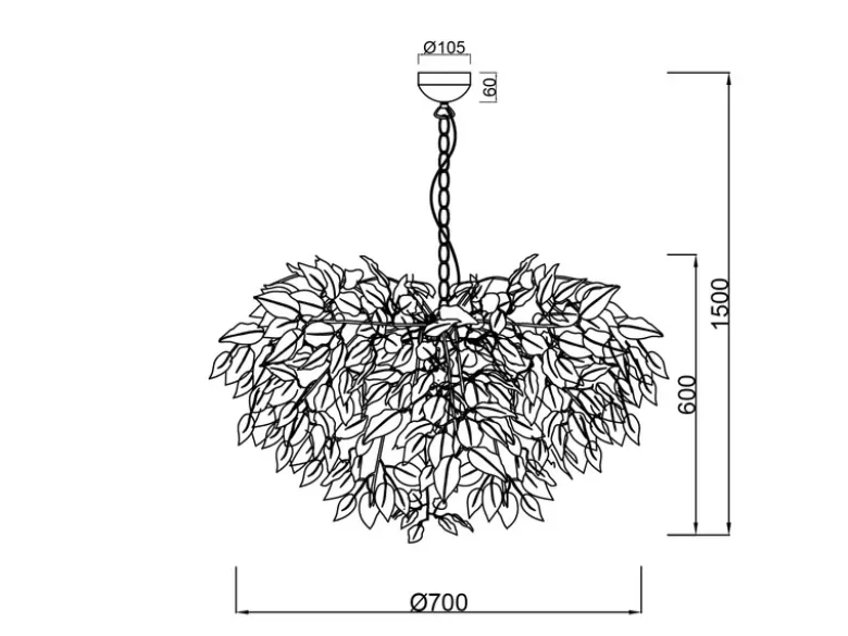 Große LED Pendelleuchte Blätter Lampenschirm Schwarz Gold, Ø 70cm