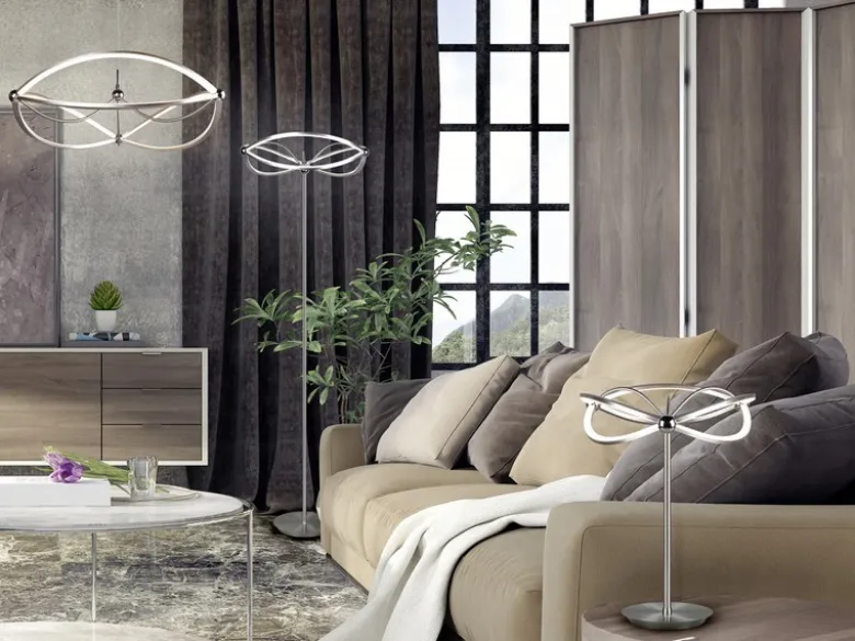 Große LED Pendelleuchte CHARIVARI Silber matt, Ø 62cm