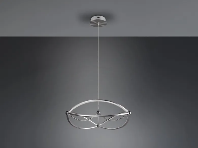 Große LED Pendelleuchte CHARIVARI Silber matt, Ø 62cm