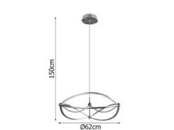 Große LED Pendelleuchte CHARIVARI Silber matt, Ø 62cm