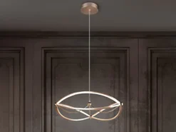 Große LED Pendelleuchte CHARIVARI Messing matt, Ø 62cm