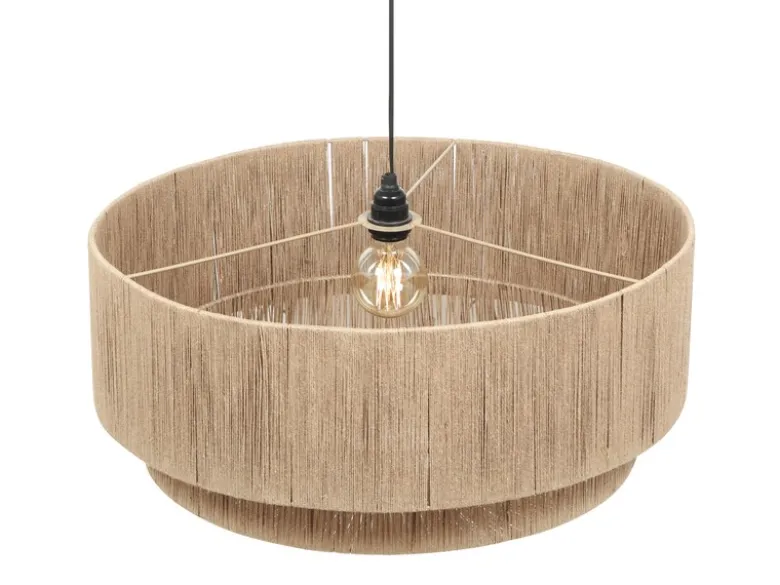 Große LED Pendelleuchte 1-flammig aus Jute Natur im Boho Stil, Ø 60cm