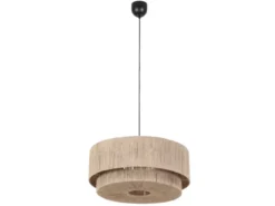 Große LED Pendelleuchte 1-flammig aus Jute Natur im Boho Stil, Ø 60cm