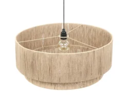 Große LED Pendelleuchte 1-flammig aus Jute Natur im Boho Stil, Ø 60cm