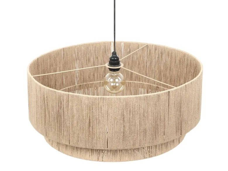 Große LED Pendelleuchte 1-flammig aus Jute Natur im Boho Stil, Ø 60cm