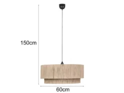 Große LED Pendelleuchte 1-flammig aus Jute Natur im Boho Stil, Ø 60cm