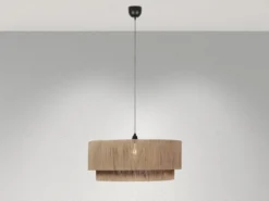 Große LED Pendelleuchte 1-flammig aus Jute Natur im Boho Stil, Ø 60cm