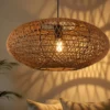 Große LED Pendelleuchte 1-flammig Korbgeflecht aus Sisal, Ø 52cm