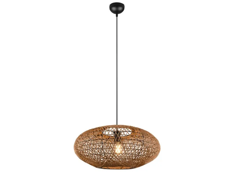 Große LED Pendelleuchte 1-flammig Korbgeflecht aus Sisal, Ø 52cm