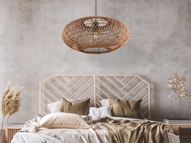 Große LED Pendelleuchte 1-flammig Korbgeflecht aus Sisal, Ø 52cm