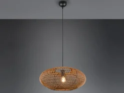 Große LED Pendelleuchte 1-flammig Korbgeflecht aus Sisal, Ø 52cm