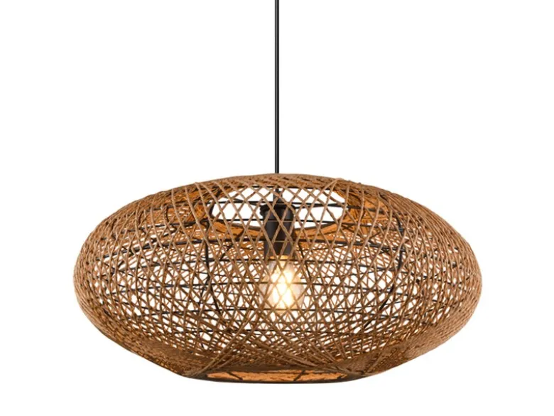 Große LED Pendelleuchte 1-flammig Korbgeflecht aus Sisal, Ø 52cm