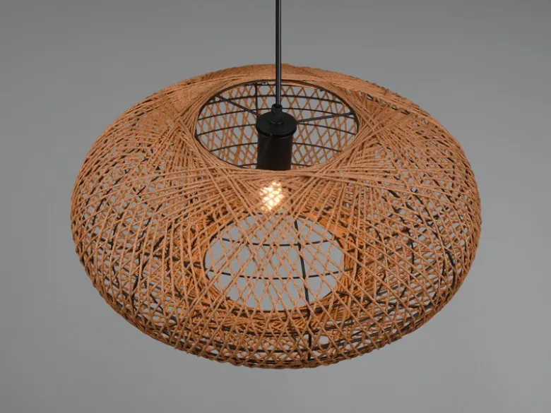 Große LED Pendelleuchte 1-flammig Korbgeflecht aus Sisal, Ø 52cm