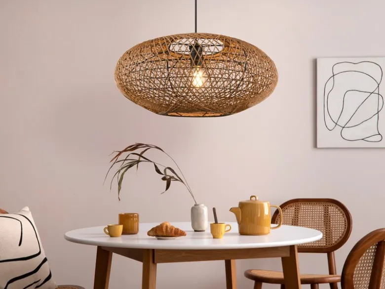 Große LED Pendelleuchte 1-flammig Korbgeflecht aus Sisal, Ø 52cm
