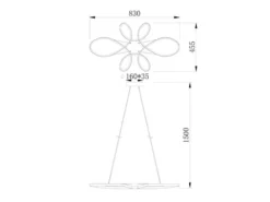 Große LED Pendelleuchte FLY geschwungen Schwarz, Breite 83cm