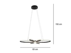 Große LED Pendelleuchte FLY geschwungen Schwarz, Breite 83cm