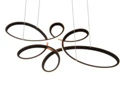Große LED Pendelleuchte FLY geschwungen Schwarz, Breite 83cm