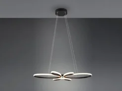 Große LED Pendelleuchte FLY geschwungen Schwarz, Breite 83cm