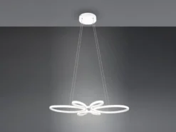 Große LED Pendelleuchte FLY geschwungen Weiß, Breite 83cm