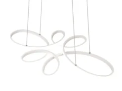 Große LED Pendelleuchte FLY geschwungen Weiß, Breite 83cm
