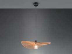 Große LED Pendelleuchte geflochten aus Papiergarn, Lampenschirm Ø 58cm