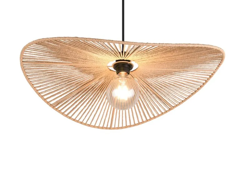 Große LED Pendelleuchte geflochten aus Papiergarn, Lampenschirm Ø 58cm
