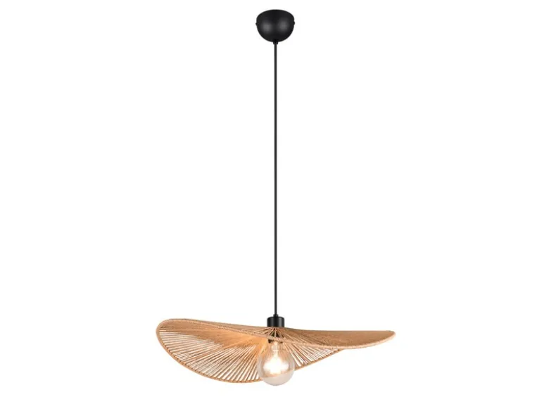 Große LED Pendelleuchte geflochten aus Papiergarn, Lampenschirm Ø 58cm