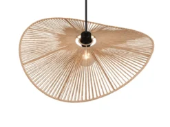 Große LED Pendelleuchte geflochten aus Papiergarn, Lampenschirm Ø 58cm