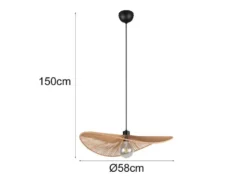 Große LED Pendelleuchte geflochten aus Papiergarn, Lampenschirm Ø 58cm